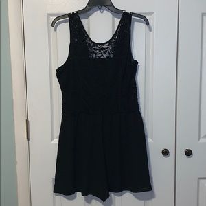 Black Lace Paneled Romper